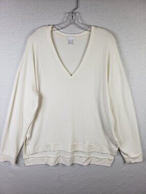 Beyond Yoga Long Weekend Pullover in Fresh Snow Lounge Minimalist Athleisure L